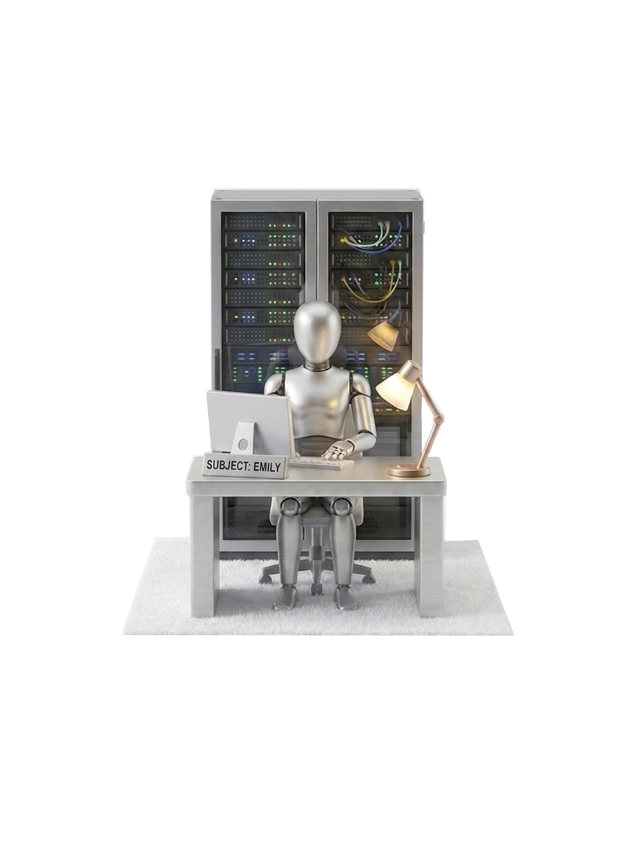 An assistant working at a pharmacy workstation
